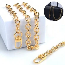 Gold Purse Chain Metal Round Crossbody Chain Strap Shoulder Bag Chain Gold Replacement Chain (10mm) - Black - View 2