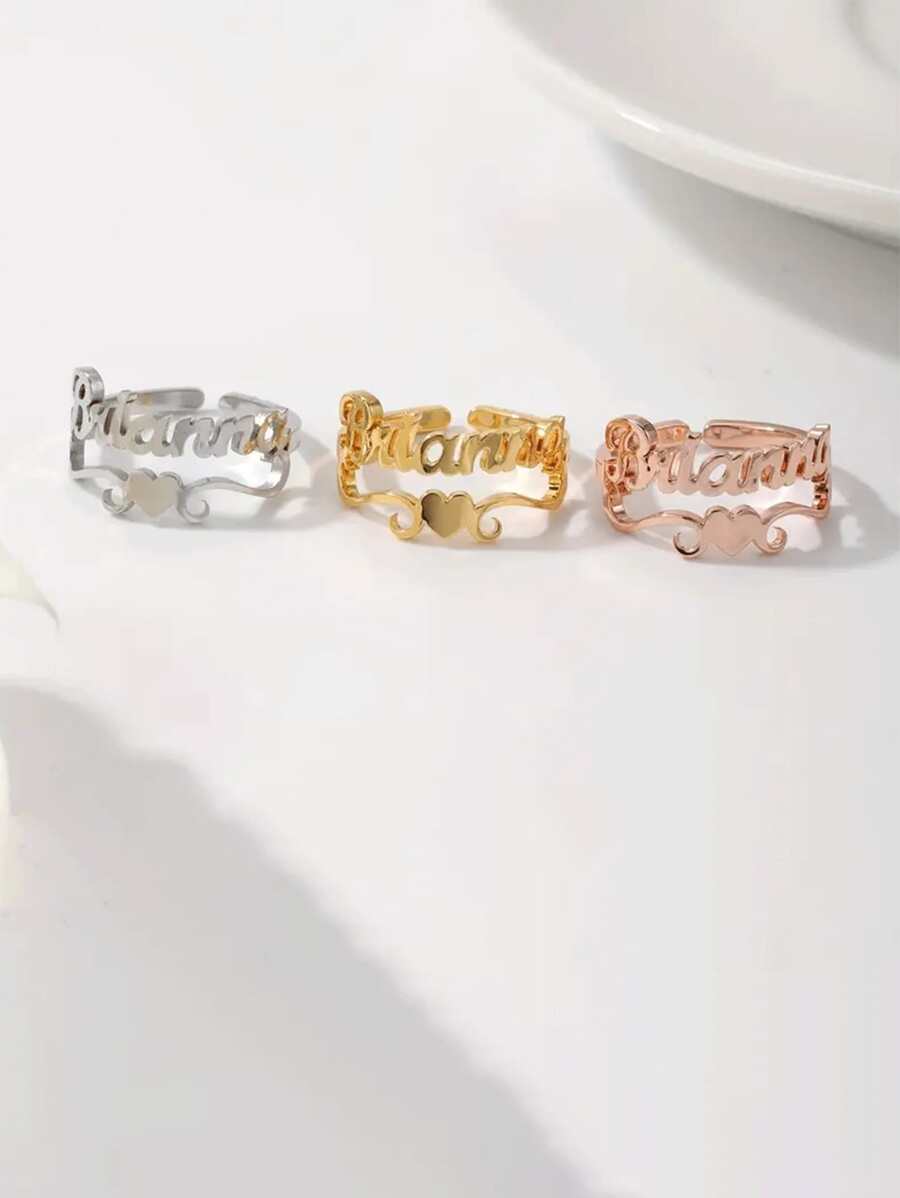 可调节不锈钢心形戒指 - 优雅波西米亚风格，适合日常佩戴和送礼，情人节配饰，礼品戒指 | 波西米亚戒指 | 镀金 - 彩色 - 查看 1