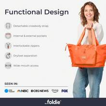 The Foldie® Foldable Travel Tote Bag For Women - Weekender Bags For Women, Item Travel Bag - trái cam - Xem 6