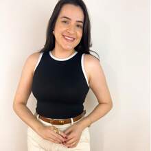 Kit 2 Cropped Top Ribbed Tank Top Women's Striped Basic Summer