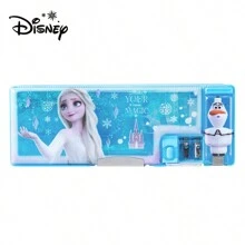 Disney 液体闪光文具盒，艾尔莎学生多功能塑料自动铅笔盒，双层铅笔袋，返校季 - A - 查看 12