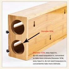 2 Fächer Küchenfolie Spender mit Alufolie Schneidebox, Bambus Frischhalte-Tüten Schneidhalter, Mehrzweck Frischhalte-Tüten Organizer Küchenhelfer