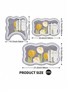 DAJIANG 1 pieza Alfombra de baño suave y absorbente con diseño de tulipán de dibujos animados, antideslizante, para decoración del baño del hogar, alfombra de baño, alfombra de piso, alfombra de exterior, felpudo de entrada, decoración de otoño, accesorios de baño, decoración de vuelta al colegio - Multicolor - Ver 2