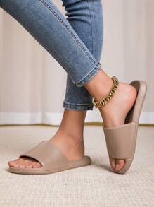 Women's Simple Slip-On Slippers, Suitable For Home, Bathroom, Indoor, Outdoor Use, Anti-Slip, Fashion, Summer