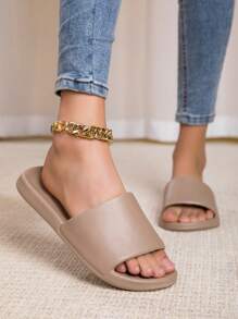 Women's Outdoor Slippers, Couple's Soft Comfortable Indoor Home Slippers, Anti-Slip Bathroom Shower Sandals - Khaki - View 3