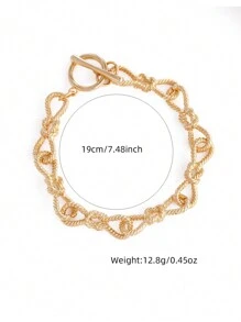 1 szt. Bransoletka z kokardą ze stopu miedzi galwanizowanej, tłoczona, modna, swobodna, odpowiednia do codziennego noszenia - łuk złoty - Zobacz 4