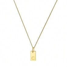 1 st. Delikat & Minimalist S925 Silver Fyrkant Halsband Hängsmycke Med Text Detalj , Bra Jubileumspresent För kvinnor - Guld - Visa 14