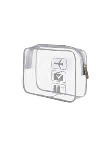 1 件/3 件透明洗漱用品旅行包，旅行携带，机场航空配件合规包，夸脱尺寸女士和男士化妆包，适用于假日海滩、浴室收纳、卧室收纳，大容量