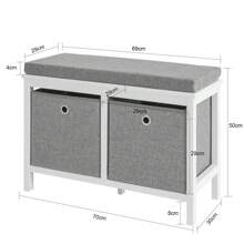 SoBuy FSR81-HG, 2 Baskets Hallway Bedroom Storage Bench, Shoe Bench Shoe Rack Shoe Cabinet With Seat Cushion - Grey - View 5
