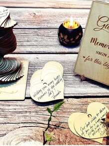 72 件木质心形留言簿 - 完美的婚礼接待装饰和回礼