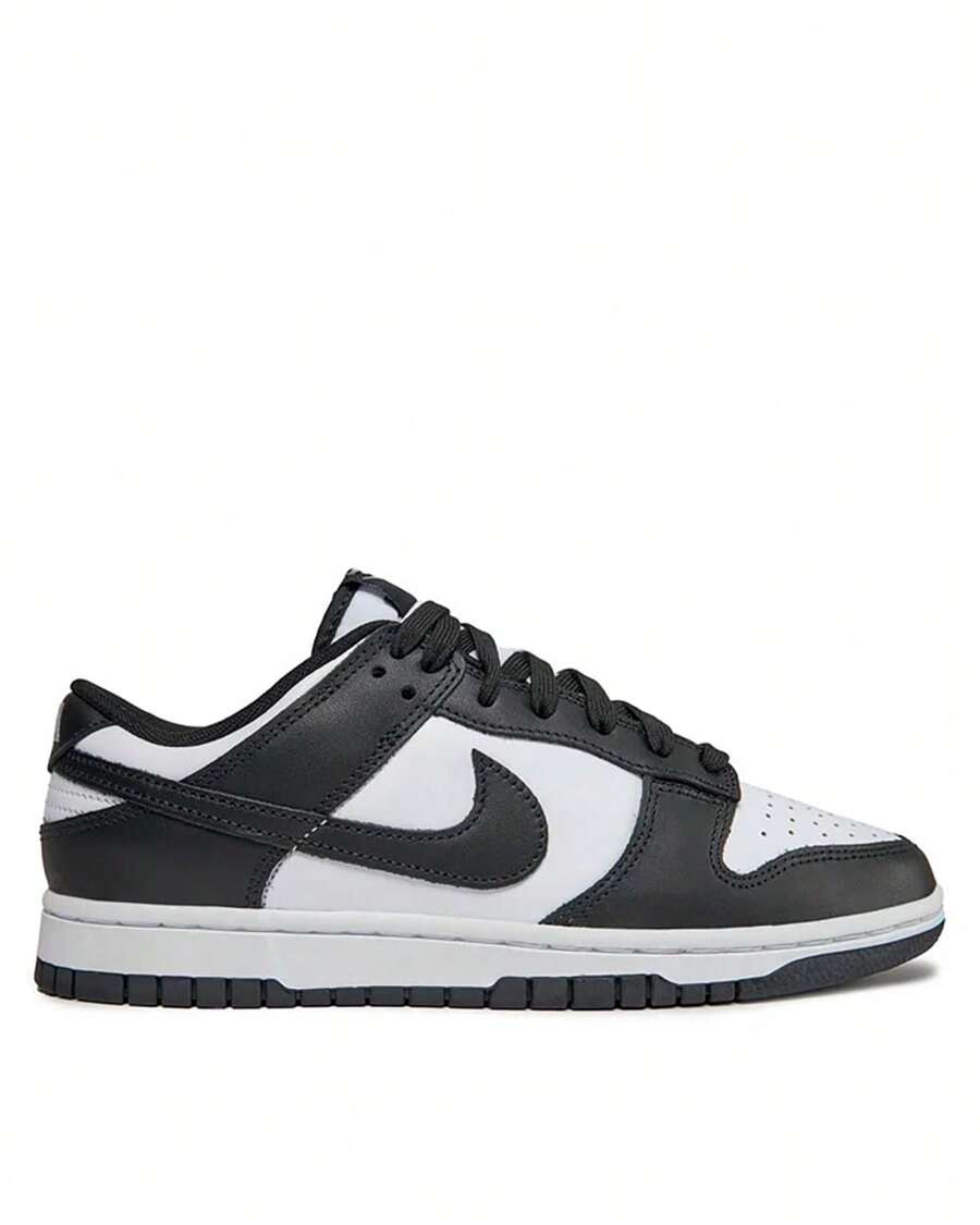 NIKE Dunk Low Retro - 男士休闲舒适运动鞋，适合日常穿着 - White/White/Black - 查看 1