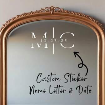 1個 パーソナライズされたクリエイティブな結婚式ステッカー、6インチ/8インチ/10インチ ウェディングカスタムデカール、パーソナライズされた結婚式ミラーデカールステッカー、ウェディングネームテキスト、デカールカスタムウェディングサインデカール-バレンタインデー、母の日、誕生日、父の日、卒業式、結婚式などに最適な複数サイズ