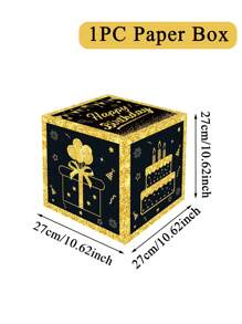 1pc 27cm Numbers 0-9 Black Gold Birthday Box, Numbers 0-9 Black Gold Birthday Box, Happy Birthday Party Room Background Decoration, Black Gold 18th 30th 40th 50th 60th 70th 80th Birthday Gift Box Present Boxes For Birthday Celebrations Supplies, Birthday Photo Props, Birthday Party Gift Favor