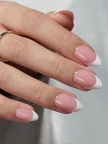 150 片短款粉色和白色法式凝胶按压指甲，哑光法式假指甲，软凝胶假指甲，15 种尺寸的人造指甲，适用于美甲 DIY 和沙龙，女士美甲用品 - 粉色 - 查看 3