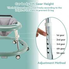 Baby Walker With Multi-Functional Folding,Anti-Rollover Design,Height Adjustable And Brake Device For Babys 6-18 Months Suitable For All Terrains - Green - View 4