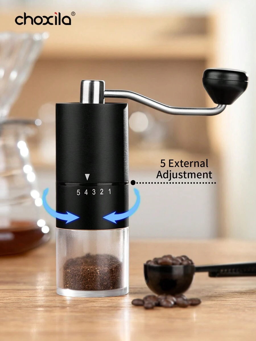 1个手动咖啡研磨机，便携式咖啡研磨机，咖啡豆研磨机，28克容量，陶瓷锥形磨盘，外部可调节设置，返校季咖啡研磨机 - 黑色 - 查看 1