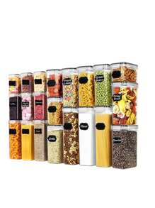 48pcs Sealed Food Storage Containers With LIDS - Lunch Boxes Ideal For Organizing And Storing Grains, Rice, Pasta, Tea, Nuts And Coffee Beans In A Kitchen Pantry - Can Be Used For Dishwasher Washing, Including Labels And Markers