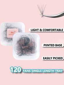 120pcs 3D 5D D-Curl Pre-Made Lash Trays, 8-15mm D-Curl, Suitable For Eyelash Extension, Create Fluffy & Voluminous Lashes, Handmade Loose Premade Lash Clusters - D - View 2