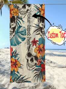 Multiple Sizes Are Available For Selection, With A Separate Packaging Featuring Beach Towels With Patterns Of Flowers And Skulls. It Has Strong Water Absorption And Is Lightweight, Making It Perfect For Outdoor Sports Use. This Classic Custom Beach Towel Can Be Customized With Text To Express Desire Or Love, Making It The Perfect Gift For Family And Friends.