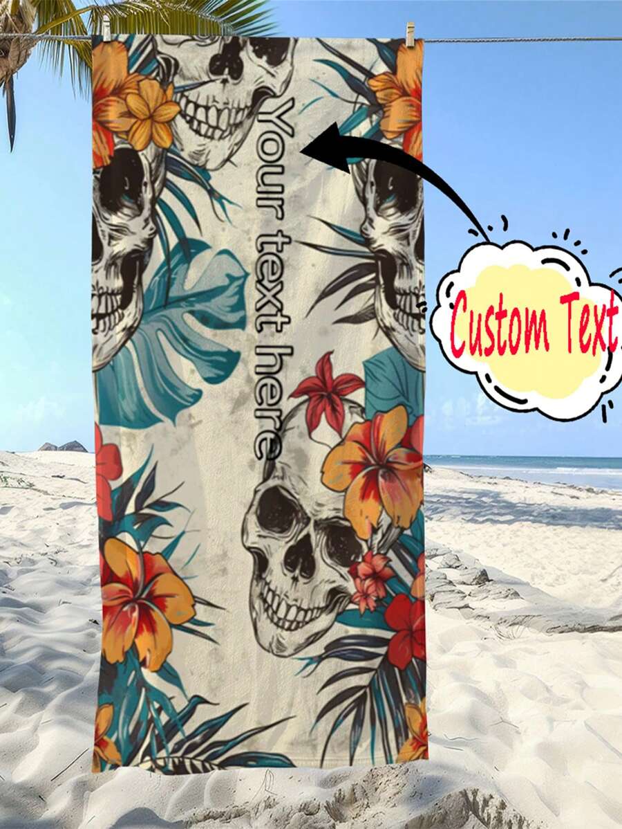 Multiple Sizes Are Available For Selection, With A Separate Packaging Featuring Beach Towels With Patterns Of Flowers And Skulls. It Has Strong Water Absorption And Is Lightweight, Making It Perfect For Outdoor Sports Use. This Classic Custom Beach Towel Can Be Customized With Text To Express Desire Or Love, Making It The Perfect Gift For Family And Friends.