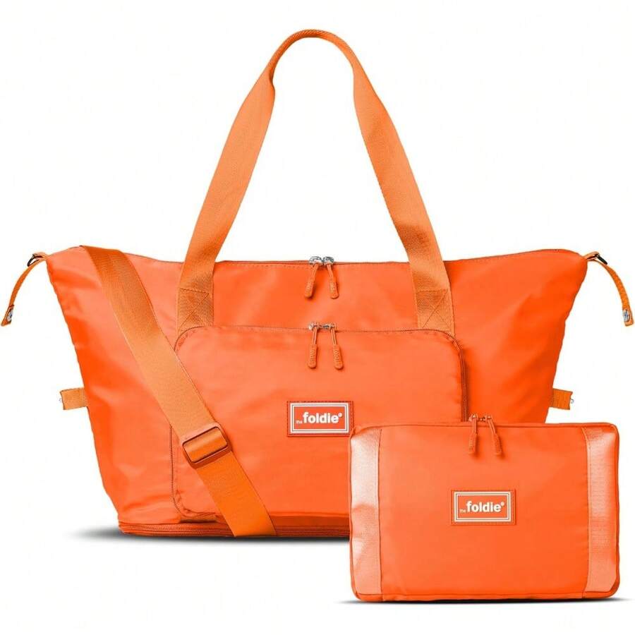 The Foldie® Foldable Travel Tote Bag For Women - Weekender Bags For Women, Item Travel Bag - trái cam - Xem 1