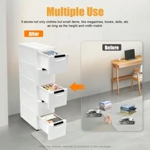Vertical Tall Dresser Storage Tower With 5 Drawers Fabric Organizer Wardrobe - White - View 6