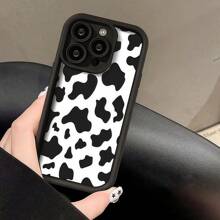 Animal Cow Pattern 1pc Cow Print Gradient Matte Black Phone Case, Personalised Compatible With Iphone 16 Pro Max, 15/14 Plus, 13, 12, 11 And Series Waterproof Shockproof Anti-Fall Scratch Resistant - Multicolor - View 2