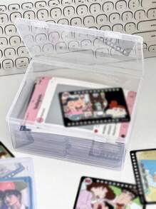 1pc Transparent Desktop Organizer Box, Multi-Functional Card Holder, Stationery Storage - White - View 4