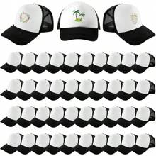 40 Pack Sublimation Blank Trucker Hat Bulk Baseball Cap Adjustable Mesh Unisex Polyester Hat Heat Transfer - 白色 - 查看 1