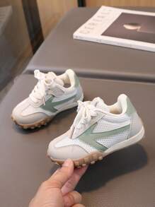 1 par de zapatos deportivos casuales cómodos, con malla transpirable y de moda para niños, para primavera/verano