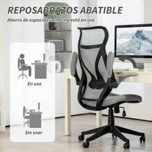 HOMCOM Cadeira de escritório giratória de malha HOMCOM com braços dobráveis de altura ajustável e função de inclinação Cadeira de estudo com carga de 120 kg rosa
