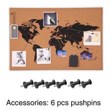 RIMEMO Cork Board World Map With Push Pins And Screws, Bulletin Board With World Map - Cork - View 4
