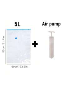 6 pièces Sacs de compression sous vide transparents avec pompe à main, organisateurs de voyage en plastique portatifs économisant de l'espace, sacs de rangement de vêtements hermétiques de grande capacité pour la maison, sacs de compression de bagages étanches, anti-mites anti-moisissure