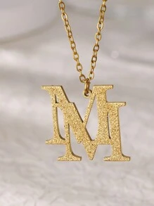 1 szt. spersonalizowany naszyjnik z mrożonej stali nierdzewnej - styl vintage boho z nakładającą się literą "M", złoty, do codziennego stroju, na imprezy i święta, spersonalizowany naszyjnik na prezent walentynkowy