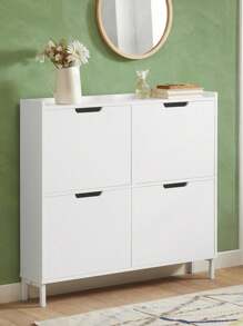 SoBuy 4 Flip-Drawers Shoe Cabinet Shoe Rack Shoe Storage Cupboard Organizer Unit White W100 X D19 X H91cm FSR100-W - White - View 2