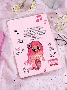 Anime 1pc IPad 10.2", IPad Pro 11" 2021/2020/10th Gen, IPad Mini 4/5/6, Galaxy Tab A8 10.5" 2022, Matepad 10.4", Tablet Mermaid Printed Flat Protective Case, With Pencil Slot, Auto Sleep/Wake Function