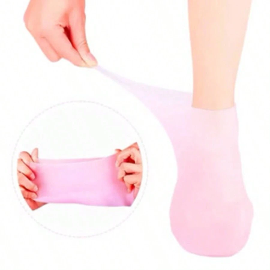 Pair Of Silicone Exfoliating Moisturizing Feet Socks Anti Crack Dead Skin Remover Exfoliation Care - Màu Hồng baby - Xem 1