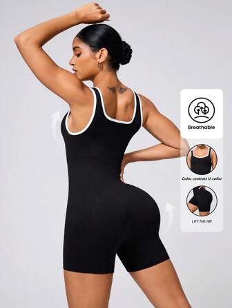 Yefecy 女式露背蜜桃臀吊带镂空工字背运动连体裤，适合日常穿着、瑜伽、健身，高弹时尚运动塑身连体裤