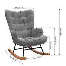 Mecedora de tela de felpa suave con reposabrazos y respaldo, silla tapizada informal, muebles modernos de moda para sala de estar, dormitorio, color beige - Gris Oscuro - Ver 6