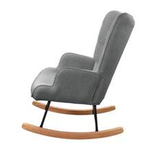 Mecedora de tela de felpa suave con reposabrazos y respaldo, silla tapizada informal, muebles modernos de moda para sala de estar, dormitorio, color beige - Gris Oscuro - Ver 5