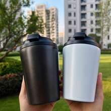 1pc Simple Portable Fashionable 350ML Stainless Steel Vacuum Insulated Coffee Cup Back To School - Multicolor - View 5