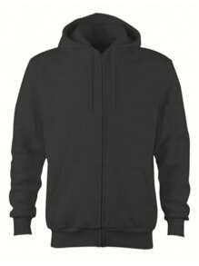 Comfortable Men's And Women's Zipper Sweatshirt - 黑色 - 查看 1