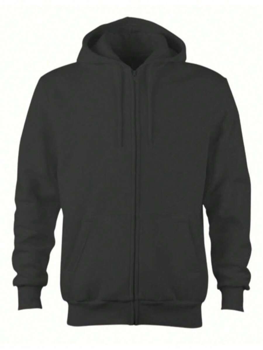 Comfortable Men's And Women's Zipper Sweatshirt - 黑色 - 查看 1