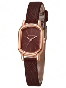1pc/Set Fashionable Roman Numeral Dial Square Leather Band Quartz Watch, Suitable As Birthday, Teenager, New Year Gift