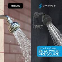SparkPod - Cabezal de ducha de presión de potencia – Elevador de presión de agua de alta presión para hogares de baja presión – 3 cabezales de ducha para lluvia y masaje (Negro Mate) - 3. Negro medianoche mate - Ver 4