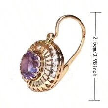 1 Paar Vintage Goldene Farbe Purpur Kristallohrringe Für Frauen, Cz Steineinlage Tropfenohrringe, Weiblicher Hochzeitsschmuck Geschenke