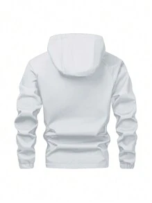 Men's Minimalist Fashion Casual Versatile Half-Zip Hoodie Jacket, Lightweight Hooded Black Long Sleeve Jacket For Outings, Suitable As Gift For Friends, Husbands, Boyfriends - Light Grey - View 3