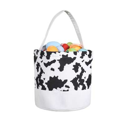 Easter Basket Fashion Animal Camouflage Print Spring Easter Bucket Tote With Handle For Home Party School