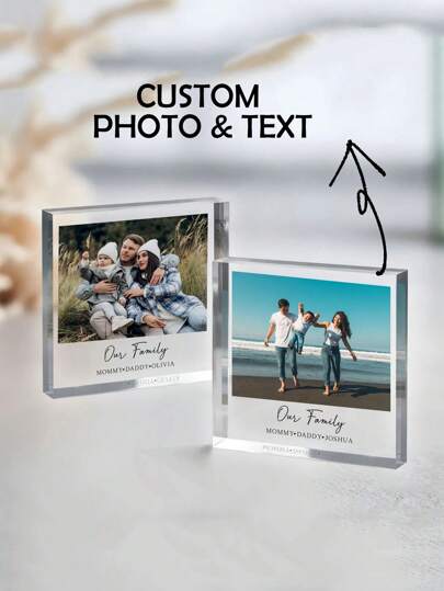 Personalized Family Photo Acrylic Block, Custom Photo Family Gift, Memorial Plaque, Crystal Wedding Gift, Birthday, Father's Day Gift, Valentine's Day Gift, Dog Cat Pet Memorial Gifts Graduation,Home Harmony