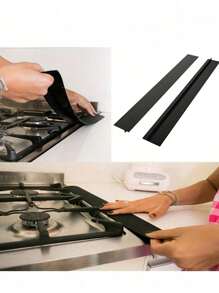 2pcs Silicone Strip Set, Cooktop Strip, Kitchen Oil And Stain Resistant Strip, Silicone Sealing Strip, Gas Cooktop Mat Set, Gas Cooktop Mat